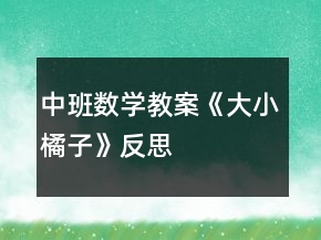 中班數(shù)學(xué)教案《大小橘子》反思