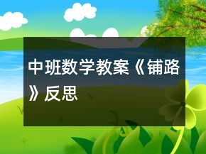 中班數(shù)學(xué)教案《鋪路》反思