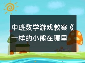 中班數學游戲教案《一樣的小熊在哪里》反思