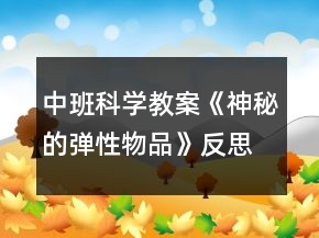 中班科學(xué)教案《神秘的彈性物品》反思