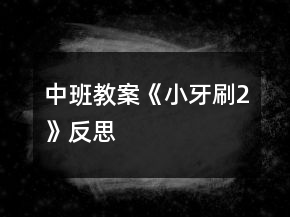 中班教案《小牙刷2》反思