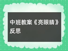 中班教案《亮眼睛》反思