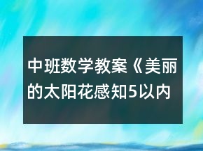 中班數(shù)學(xué)教案《美麗的太陽花（感知5以內(nèi)的數(shù)量）》反思