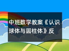 中班數(shù)學(xué)教案《認(rèn)識球體與圓柱體》反思