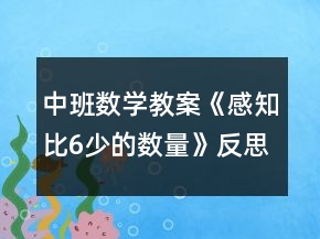中班數(shù)學(xué)教案《感知比6少的數(shù)量》反思