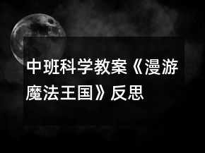 中班科學教案《漫游魔法王國》反思