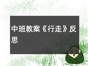 中班教案《行走》反思
