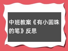 中班教案《有小圓珠的筆》反思