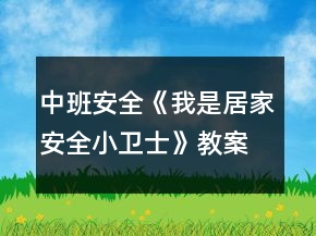 中班安全《我是居家安全小衛(wèi)士》教案反思