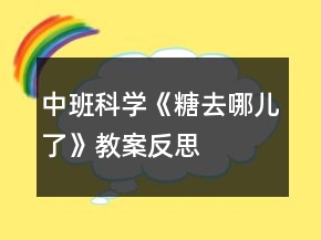 中班科學(xué)《糖去哪兒了》教案反思
