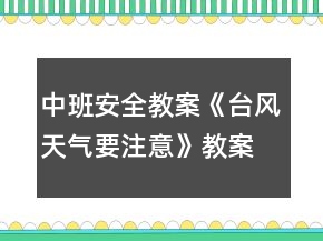 中班安全教案《臺風(fēng)天氣要注意》教案反思