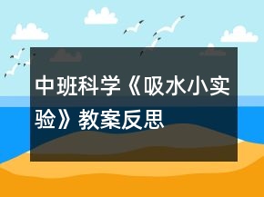 中班科學《吸水小實驗》教案反思
