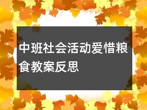 中班社會(huì)活動(dòng)：愛惜糧食教案反思