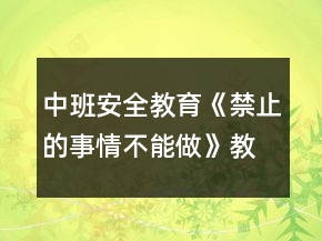 中班安全教育《禁止的事情不能做》教案