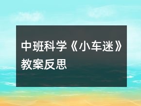 中班科學《小車迷》教案反思