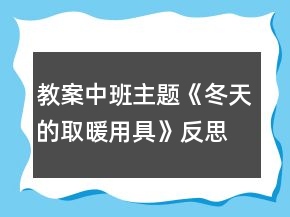 教案中班主題《冬天的取暖用具》反思