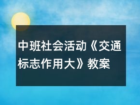 中班社會活動《交通標志作用大》教案反思