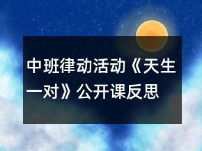 中班律動(dòng)活動(dòng)《天生一對(duì)》公開(kāi)課反思