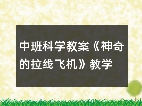 中班科學(xué)教案《神奇的拉線飛機(jī)》教學(xué)反思
