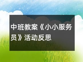 中班教案《小小服務員》活動反思
