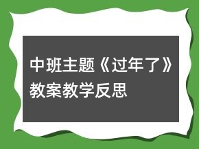 中班主題《過年了》教案教學(xué)反思