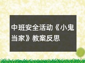 中班安全活動《小鬼當家》教案反思