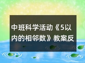 中班科學活動《5以內的相鄰數(shù)》教案反思