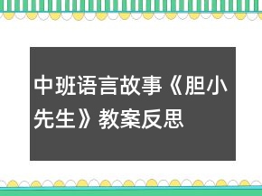 中班語言故事《膽小先生》教案反思
