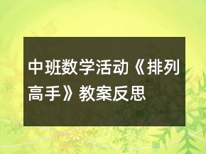 中班數(shù)學(xué)活動(dòng)《排列高手》教案反思