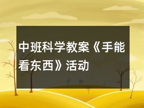 中班科學(xué)教案《手能“看”東西》活動反思