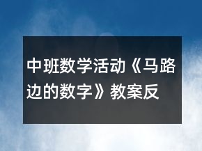 中班數(shù)學(xué)活動《馬路邊的數(shù)字》教案反思