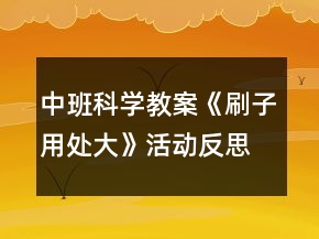 中班科學教案《刷子用處大》活動反思