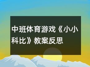 中班體育游戲《小小科比》教案反思