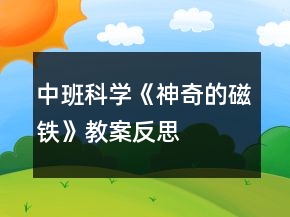 中班科學(xué)《神奇的磁鐵》教案反思