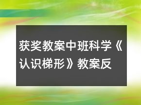 獲獎教案中班科學(xué)《認(rèn)識梯形》教案反思