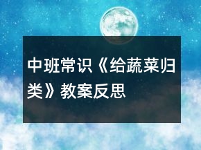 中班常識《給蔬菜歸類》教案反思