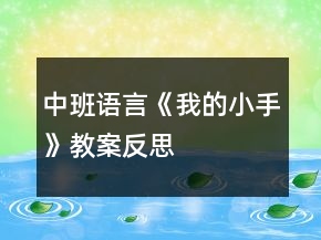中班語(yǔ)言《我的小手》教案反思