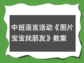 中班語言活動《圖片寶寶找朋友》教案反思