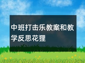 中班打擊樂教案和教學反思：花貍