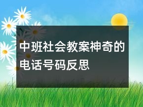 中班社會(huì)教案：神奇的電話號(hào)碼反思