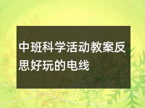 中班科學活動教案反思“好玩的電線”