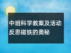中班科學(xué)教案及活動(dòng)反思：磁鐵的奧秘