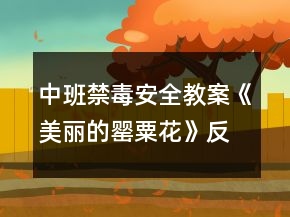 中班禁毒安全教案《美麗的罌粟花》反思