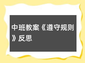 中班教案《遵守規(guī)則》反思