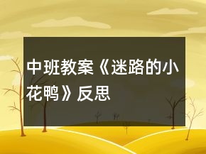 中班教案《迷路的小花鴨》反思