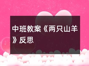 中班教案《兩只山羊》反思