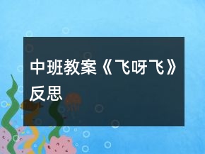 中班教案《飛呀飛》反思