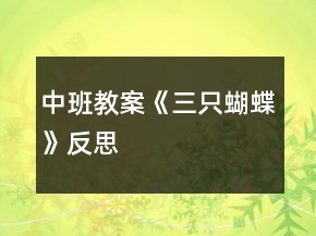 中班教案《三只蝴蝶》反思