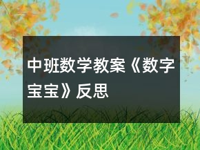 中班數(shù)學教案《數(shù)字寶寶》反思