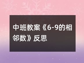中班教案《6-9的相鄰數(shù)》反思